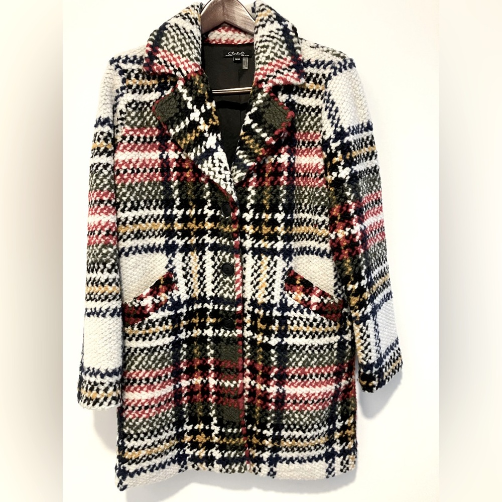 Charlie B plaid coat, M, multi color
